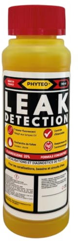 Détecteur de Fuite d'Eau 140 ml avec Fluorescéine | Recherche de fuite pour Piscine, Plomberie, Toiture, Climatisation | Colorant Traceur Universel de Fluorescéine Jaune Haute concentration