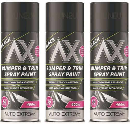 HitlineUK 3 x 400ML BLACK PLASTIC BUMPER & TRIM SPRAY CAN RESTORER CAR BIKE AUTO PAINT