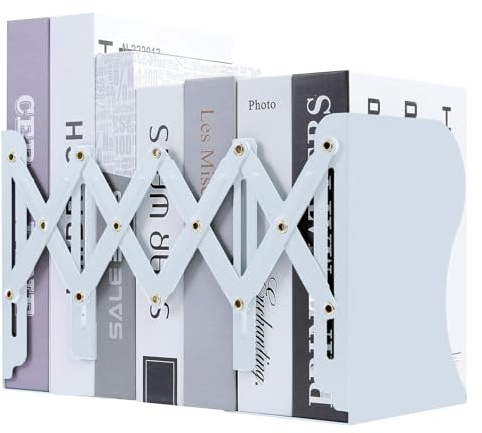 Book Ends, Adjustable Bookends, Expandable Metal Non-Skid Heavy Duty Book Ends for Shelves, Desk Bookshelf Book Storage Stand Book Holder Book Stopper Book Organizer for Home Office School