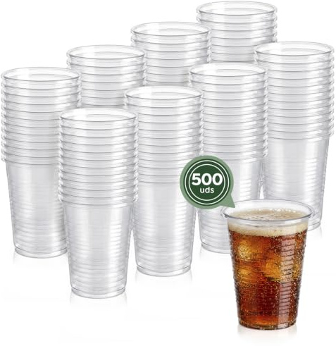 Maxi Products - 500 Vasos Plástico Reutilizables - 200 cc - Vasos Reciclables - Alta Resistencia - Vasos Irrompibles - Celebraciones - Vaso Café - Vaso Refresco - IRROMPIBLES