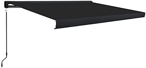 Einziehbare manuelle Kassettenmarkise 300x250cm Outdoor Balkon Schatten Fenster Sonnenschutz Grau Terrassenüberdachung Perfekt für Terrasse und Garten Schutz