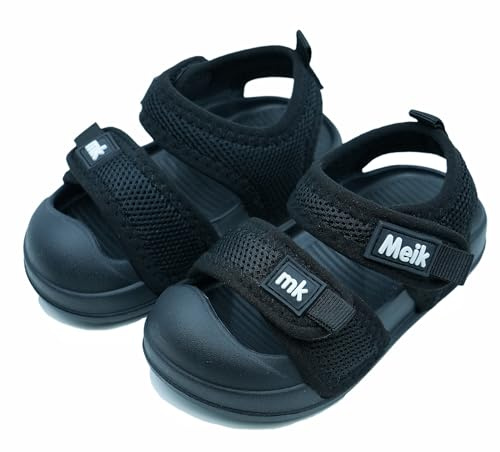 Meik Mangni Sandalias Punta Cerrada Niño Niña Verano Sandalia Deportivas Unisex bebé Transpirables Zapatillas Playa Piscina con Suela Antideslizante,Negro,22-23 EU