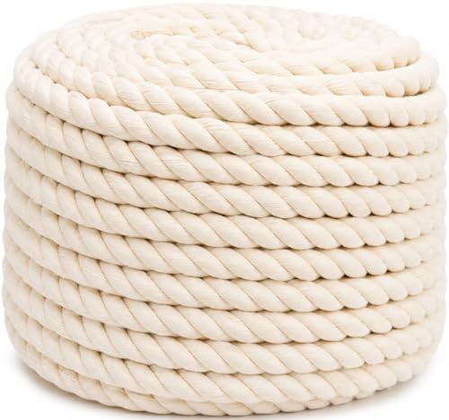 Abio Baumwollseil 4mm 10m Baumwollkordel Paketschnur Kordelband Bindfaden Baumwollschnur Strick Natur Weiß Tau Haus Garten DIY Dekoration