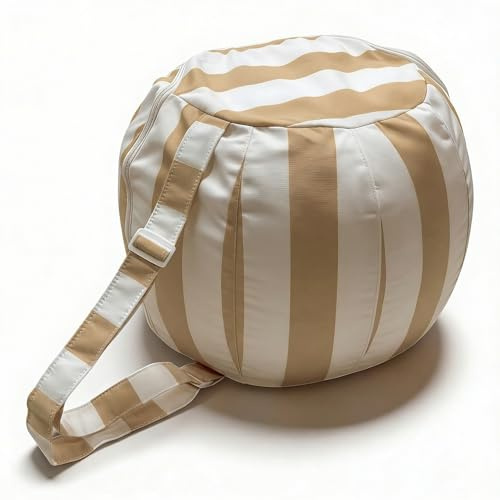 Aiire Puff Exterior Jardín con Relleno Incluido - Tejido Olefina Premium, Desenfundable y Lavable - Sofá Exterior para Playa, Terraza o Piscina - Bean Bag Chair Ligero Beige [50x35 cm]