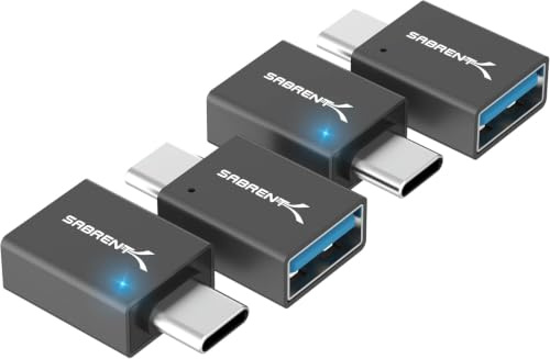 SABRENT USB C to USB Adapter 4-Pack, 10Gbps Data Transfer | USB 3.2 Type-C Female to USB-A Male Converter, Plug & Play for Laptop, PC, Flash Drive (HB-CAM4)
