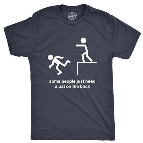 Mens Some People Need A Pat On The Back T Shirt Funny Stick Figure Tee for Guys Funny T Shirts Sarcastic Apparel for Men Novelty Tees for Guys Navy - XL