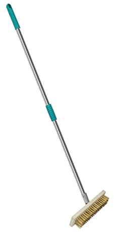 Boden-Scheuerbürste, Drahtbürste, Innen-Außen-Schubbesen Edelstahl Langer Stiel, Zum Reinigen des Gartens Hof Garage Terrasse Terrassendielen Zementboden (Size:49cm)