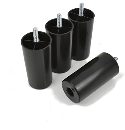 Prima-Online woplus 4X Füße aus Kunststoff Beine Möbelgleiterfuß Möbelfüße Möbelbeine Schrank Beine schwarz Plastik Höhe 100 mm mit Gewindestift M8x25mm (100mm [4 Stück])