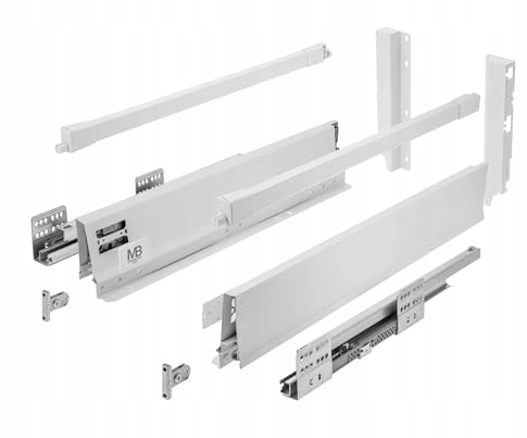 GTV - Modern Box Pro Schubladenschienen I L=300mm H=199mm I Weiss I Schublade mit Leises Schließen I Die Synchronisation des Fahrweges der Führungen I Belastung bis zu 40 kg I PB-MBPRO-KPL300C1