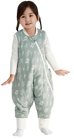 Duomiaomiao Saco de dormir con pies de invierno, saco de dormir con pies para todo el año, 100% algodón, saco de dormir de invierno con pies, saco de dormir para bebé de 2,5 tog, saco de dormir con