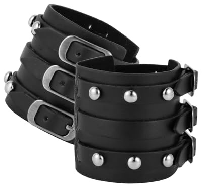 Eigso PU Leder Armband Punk Gothic Breites Armband mit Verschluss für Damen Herren verstellbar