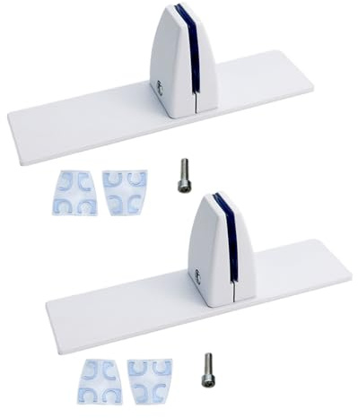 SEIWEI 2 Stück T-förmige Schreibtisch Partition Klammer, Aluminiumlegierung Freistehende Trennwand Basishalterung mit freistehenden Basis für 2-20mm Partition (Weiß)