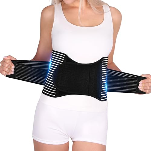 FESAS Atmungsaktive Rückenbandage mit Lendenkissen - Stützgürtel zur Linderung von Rückenschmerzen, Ideal bei Bandscheibenvorfall & Ischias, Unisex