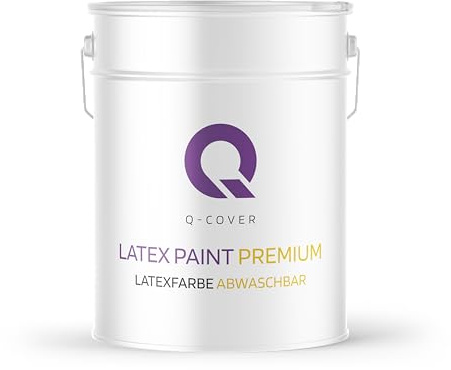 Q-COVER Latexfarbe Abwaschbar 10L (ca.70m2) Schneeweiß Farbton Innenfarbe Wandfarbe Deckenfarbe Klasse 2 Mattfarbe Für Allergiker Scheuerfest Geruchlos Frei Von Voc
