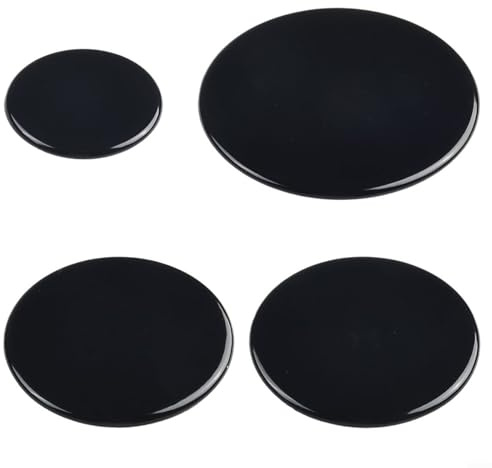 Gas Stove Burner Cap Replacement Set 4 Pcs Iron Aluminum Covers for SABAF Cooker Hob 55mm 75mm 100mm Black Efficient Cooking Performance(Flat)