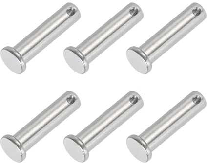 PATIKIL Perni a Testa Piana a Foro Singolo, 6 Pezzi Perno Testa Piatta in Acciaio Inossidabile 304 per Serratura a Spina per Sistemi Cardini, Argento, 10 x 40mm