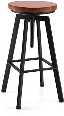 Breakfast Bar Stool Footrest Round Adjustable Swivel Wooden Seat Kitchen Breakfast Pub Counter