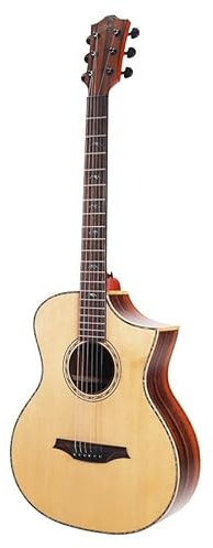 Chitarra western Bromo BAR5CE – Rocky Mountain Series – Auditorium chitarra elettrica acustica con pickup & Cutaway – massiccia coperta in abete rosso – inclusa custodia – suono professionale & design