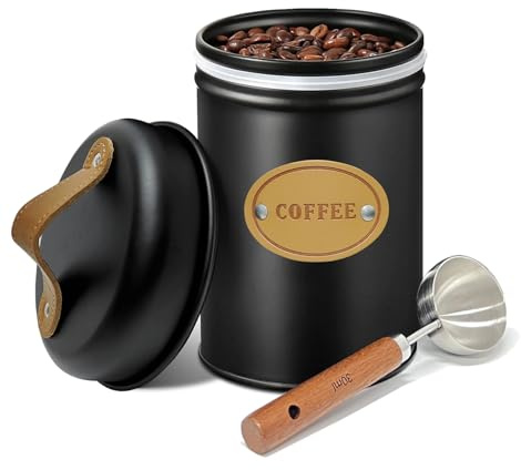 Afeeler Kaffeedose Luftdicht, 1,2L Kaffeebohnen Behälter mit Messlöffel, Kaffeebohnen Aufbewahrung für Kaffeepulver Tee Nüsse Kakao Aufbewahrung