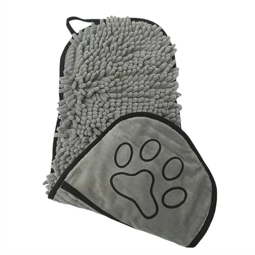 Serviette à séchage rapide pour chiens, ultra absorbante en microfibre, serviette de bain pour chien de taille 53x23 cm, poches confortables pour les mains, usage intérieur et extérieur, matériau
