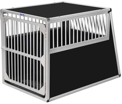 ALPUNA Transportbox N92 – Aluminium Hundebox 120×75×85 cm, Auto Hundebox mit Notausstieg, sicherer Hundetransport im Kofferraum