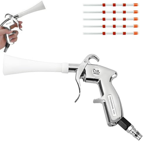 Druckluft Reinigungspistole, 6-9,2 Bar Druckluftpistole mit 5 Schlauch, Luftpistole Ausblaspistole Druckluft, Hochdruck Luftpistole für Waschen von Autos und Böden
