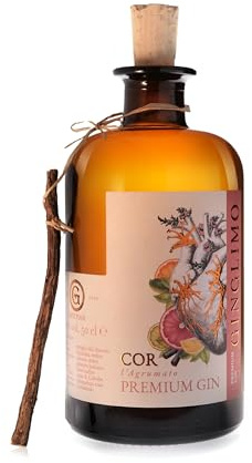 Ginglimo Cor - Premium Gin Artigianale – Agrumato, Fresco e Strutturato con un Nota Distintiva di Liquirizia – Small Batch Italiano – 50 cl 40% vol. (Cor - L’Agrumato - 0,5l)