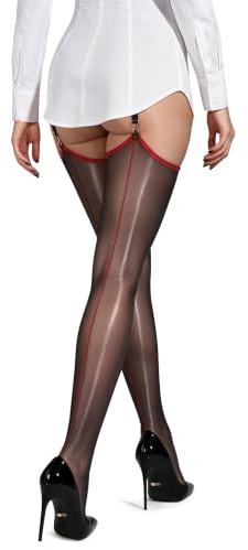 VOGEL VERE Bas pour porte-jarretelles Femmes Bas Couture Sexy Brillants | Bas Ultra-Mince, Brillance Soyeuse, Idéal pour Fêtes, Dates ou Usage Quotidien