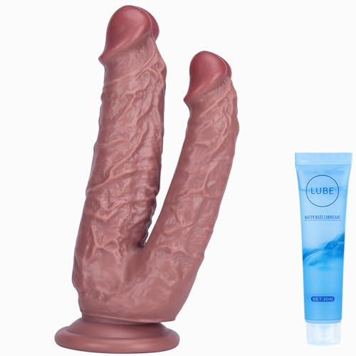 8.3 Inch Double Ended Realistic Dildo with Suction Cup Base for Hands-Free Play, Anal Dildo Clitoral G-spot Stimulate SM Sex Toys for Women, Couples, and Lesbian Play Browm
