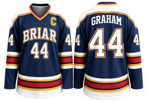 Maillot de Hockey Grahams 44 Sweatshirt Uniforme de Hockey sur Glace Col V T-Shirt Top Casual Manches Longues Comfort Training Clothing