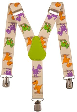 Olata barn 1-5 år elastisk klämma på hängslen med dinosaurdesign - Grön