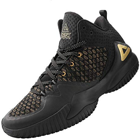 PEAK High Top Mens Basketball Shoes Lou Williams Streetball Master Breathable Non Slip Outdoor Sneakers Cushioning Workout Shoes for Fitness 7 US