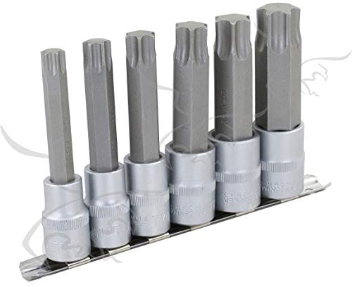 Juego de llaves vaso con punta Torx T55 T60 T70 T80 T90 y T100 vasos 1/2
