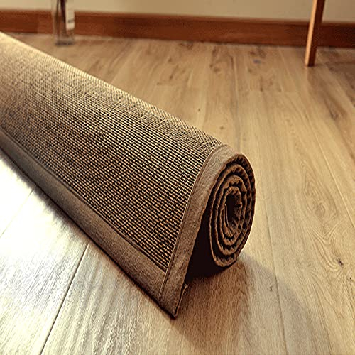 Geovne Robuster Bambusteppich,Moderner Bordürenteppich,Große Bambusmatte,Umweltfreundliche Bambusfaser-Küchenvorleger,2cm Dick,für Innen-oder Außendekor,Dunkelbraun (W95xH230cm/37.4 x90.6)