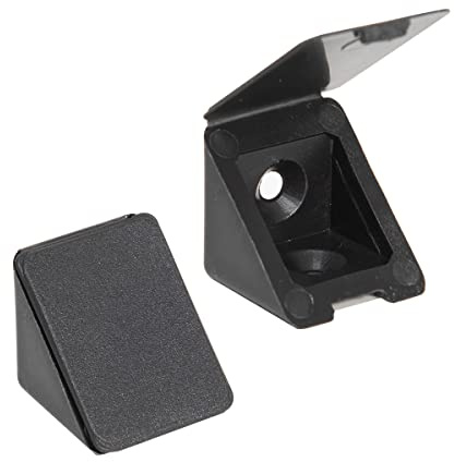 100 x sossai® Korpusverbinder/Möbelverbinder/Eckverbinder mit Abdeckklappe BT1 | 2-Loch | Farbe: Schwarz | Material: Kunststoff