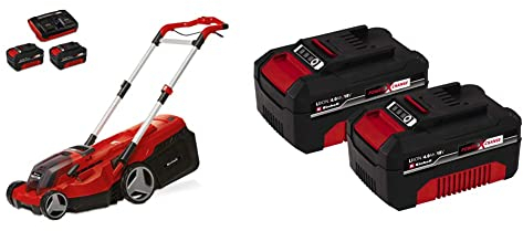 Einhell Akku-Rasenmäher RASARRO 36/38 Kit Power X-Change (36 V, 38 cm Schnittbreite, 450 m², Brushless, Mulchfunktion, 45L Fangkorb, inkl. 4X 4,0 Ah Akkus + Twincharger)