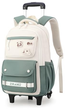 EKUIZAI Trolley Rolling Backpack for Girls Middle Kids School Bags with Wheels Rolling School Backpack for Teen Girls, Green