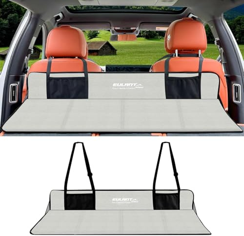 EULANT Pont de Siège Arrière de Voiture, Soutenez Le Matelas de Camping des Coffre de Voiture, Prolonge la Banquette Arrière pour Voitures SUV Monospaces Tesla modèle Y/Model 3