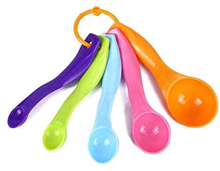 Lot de 5 cuillères à soupe avec différentes capacités, cuillères doseuses en plastique pour appareils de mesure de liquides et de poudre