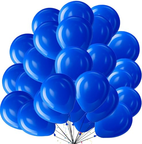 Tomario Blue Party Balloons, 50pcs Blue Latex Balloon, Round Helium Birthday Ballon, Colorful Balloons for Kids, Birthday Party, Wedding, Anniversary, Thick Balloon Garland Arch Supplies Decorations