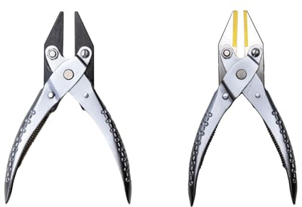 Set of 2 Parallel Action Pliers | Flat Nose 140mm with Steel and Brass Jaw jewelry