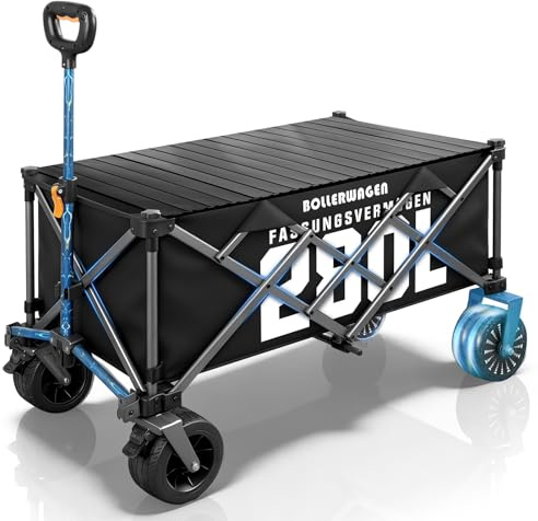 Chariot électrique Pliable, Chariot de Plage avec Moteur sans balais | Conception entièrement Pliable | 280L à 80KG | 3 Vitesses | Chariot de Jardin avec Plateau de Table pour Jardin (Noir)