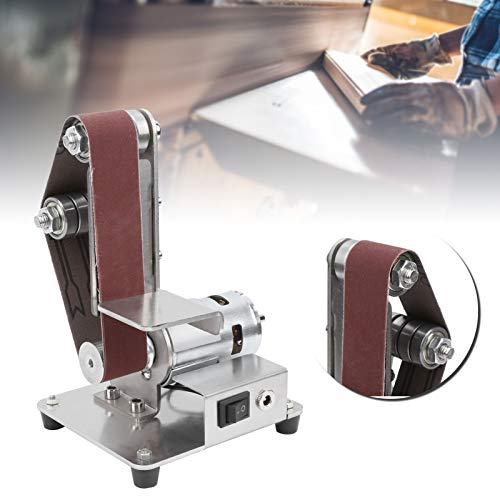 Elektrischer Bandschleifer, 4500-9000 U/min Multifunktions-Bandschleifer, tragbarer Tisch-Bandschleifer, mit Doppellagern und Stellrädern, zum Fräsen und Polieren von Stahlspitzen und -klingen
