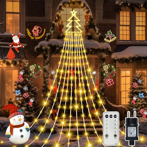 RJEDL 3.8m x10 Christbaumbeleuchtung, 420LED Lichterkette Weihnachtsbaum mit 8 Modi,Zeitmessung und Speicher Weihnachtsbeleuchtung mit Stern für Tannenbaum,Party,Weihnachten Deko