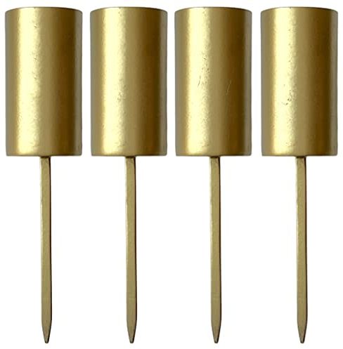 4 Stück Set Kerzenhalter mit Dorn für Stabkerzen Ø3cm, Kerzenteller Kerzenständer, für Adventskranz Gesteck Weihnachten Kerzenteller (Gold)