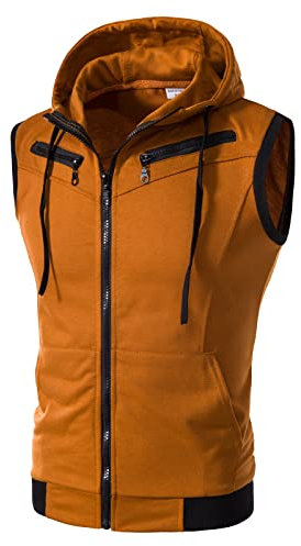 Winterweste Herren Mit Kapuze - Ärmellose Fleeceweste Herren Übergröße - Solide Farbe Zip Hooded Kragen Tasche Ärmellos Baumwolle Weste Jacke Atmungsaktiv Elegant Steppweste Ärmellos Trachtenweste