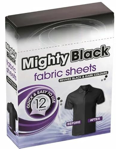 Fabric Sheets Revives Black And Dark Clothes Mighty Black Laundry Restorer Dye Wipes For Restoring Faded Clothes Deep Colors Reviver Cloth Wash Colour Run Protection 12 Washing Machine Sheets (1)