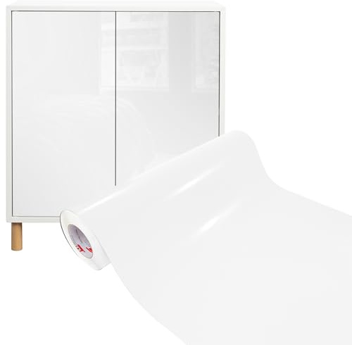 DecoMeister Vinilo Adhesivo para Muebles 63x450 cm - Papel Decorativo Autoadhesivo Lavable para Cocina y Baño - Película Impermeable y Termoformable para Renovar Armarios - Blanco Brillante
