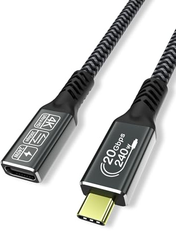 CAKOBLE USB C Extension Cable 1M,[20Gbps 240W] usb c 3.2 extension cable 20gbps USB Type C 240W Fast Charge Data Transfer 4K@60Hz Video Display Lead Compatible for iPhone 16/15 MacBook,Galaxy S24