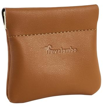 Travelambo Leather Squeeze Coin Purse Pouch Change Holder For Men & Women